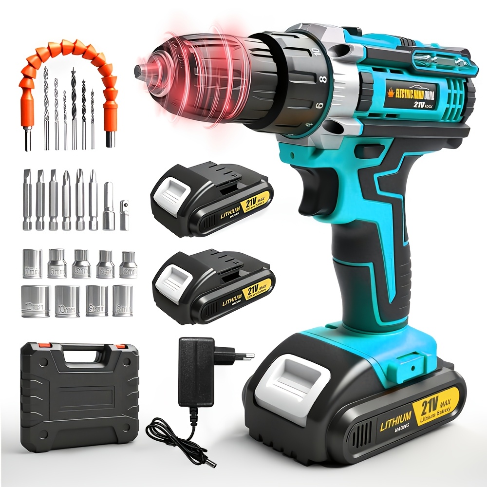 Wireless Drill Set. Drill Is Equipped With A 3/8-inch Keyless And A Work Light.it Has The Functions Of An T Pistol Drill And Screwdriver Ideal For Andhomeprojects. With An .christmas Gifts