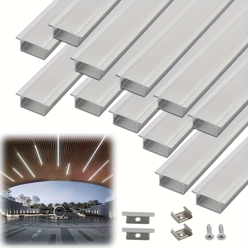 TEMU 12pcs 15Mm*10Mm Couvercle en Plastique à Fente Lumineuse Métallique Encastrée, Incluant Clips de Montage et Embouts de Protection. Pour