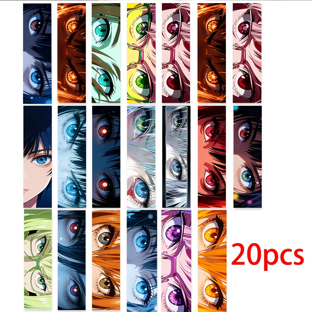 TEMU Ein Set aus 20 Lesezeichen mit Illustrationen von Anime-Augen, entworfen im realistischen Stil mit lebendigen Farben, Mustern und anderen