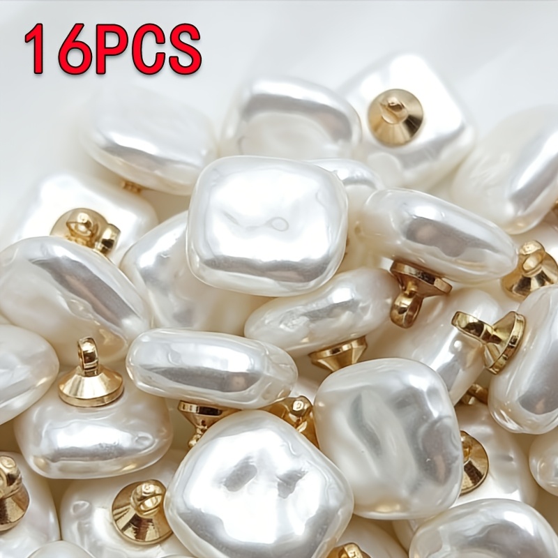 TEMU 12pcs/16pcs Luxury Exotic Plastic Pearlsimulated Buttons - Baroque Style Pearlsimulated End Buttons For Shirts - Clothing Additions 12mm