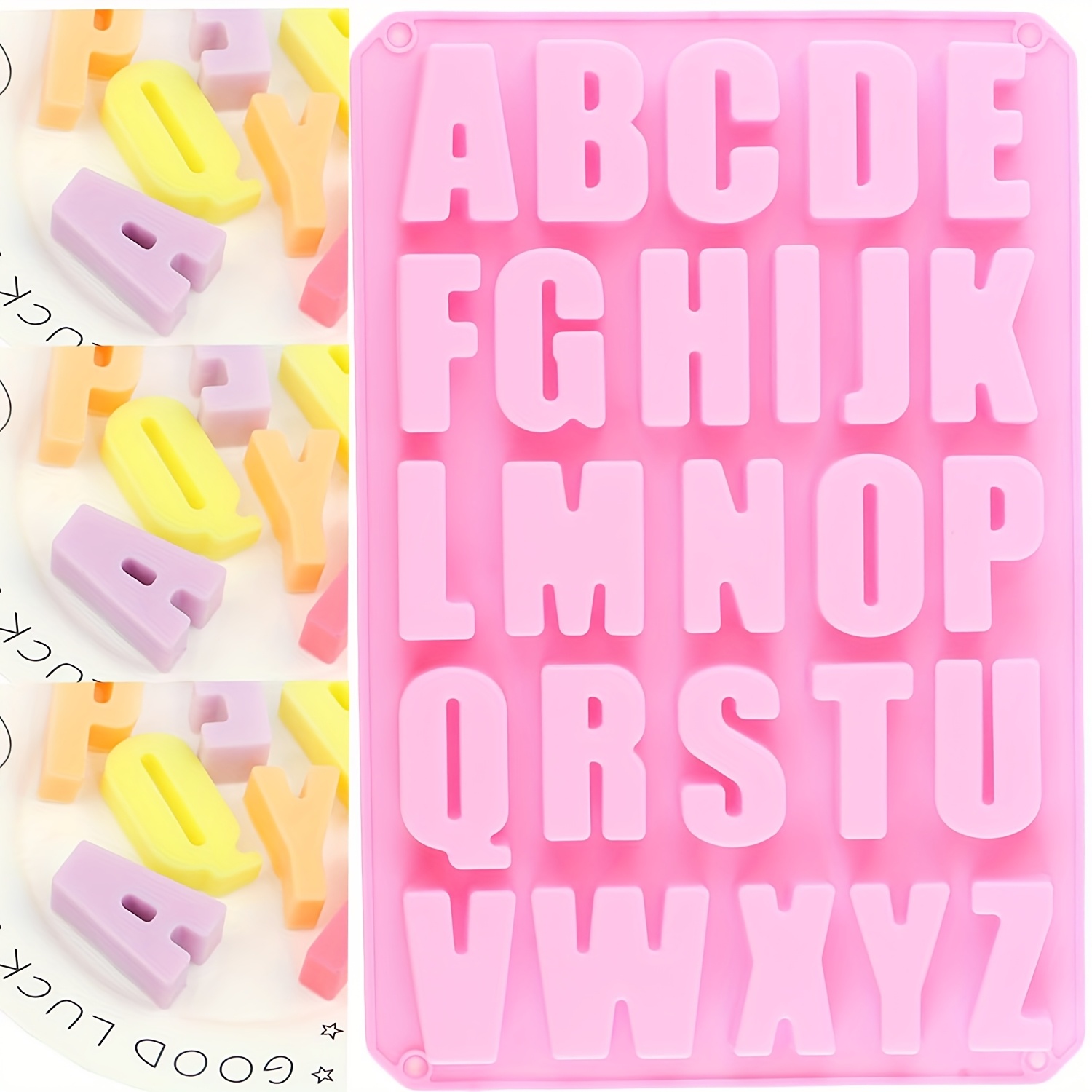 1pc Silicone Letter Mold Tray, Large Alphabet Chocolate And Baking Mold, 26- A-z, Rectangular Shaped Silicone Casting Mold For Resin, Crayons, Biscuits, Crafts, Kitchen Utensils, Oven And Freezer Safe