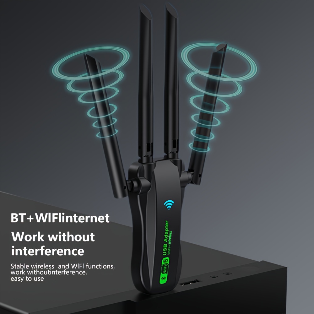 2-in-1 4.2 + Dual-Band WLAN 1300M, kabellose USB-Netzwerkkarte, BT + WLAN kabellose Netzwerkkarte, Dual-Band Concurrent, High-Speed Internet-Zugang, keine Treiber erforderlich, Plug and Play, BT und WLAN Internetarbeiten ohne Interferenz