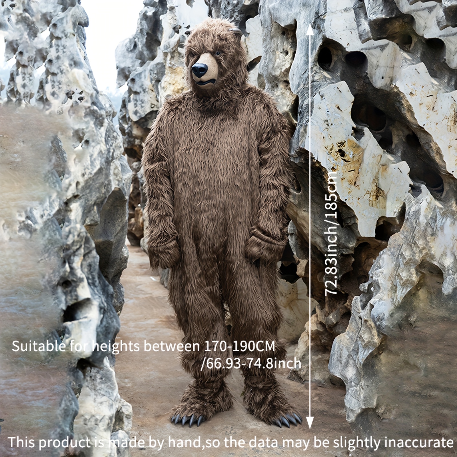 1pc realistic bear costume headpiece fur texture artificial - Temu