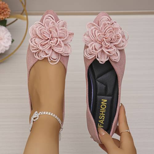 2023 spring summer petal womens slip on flat low heel pink shoes
