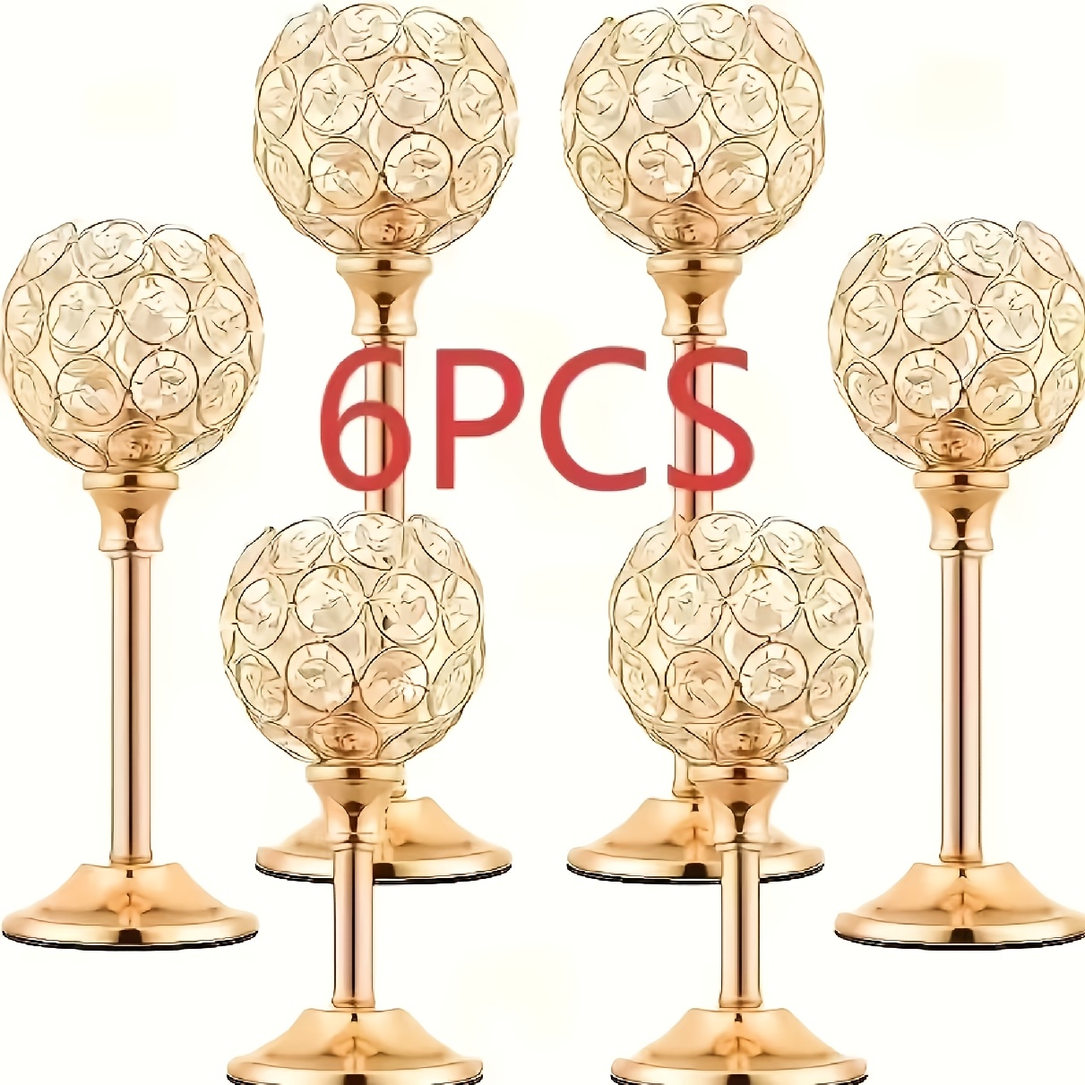 TEMU 6pcs Crystal Tealight Candle Holders, Seasonal Candle Holders Perfect For Wedding, Christmas, Halloween, Thanksgiving, Valentine's Day Decor,