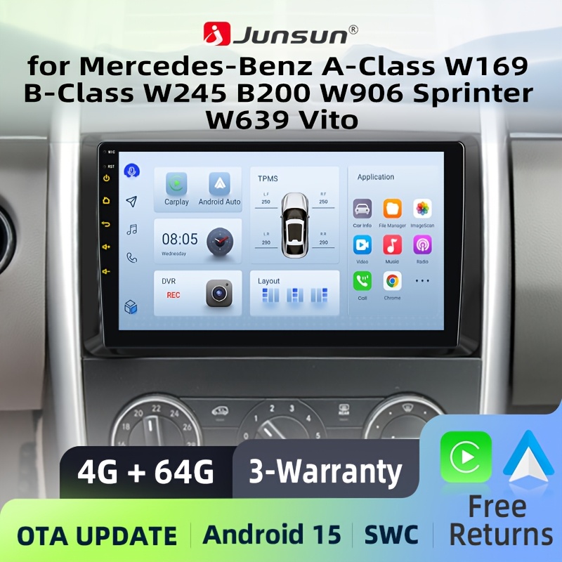 Image of Junsun 15 Ai For Iphone 4+64gb Radio For W169 W245 B200 W906 Sprinter W639 Multimedia Smart Intelligent Systems Ips Touch Screen Stereo Video Player 2 Din Autoradio Navigation Wifi Dsp Rds Swc