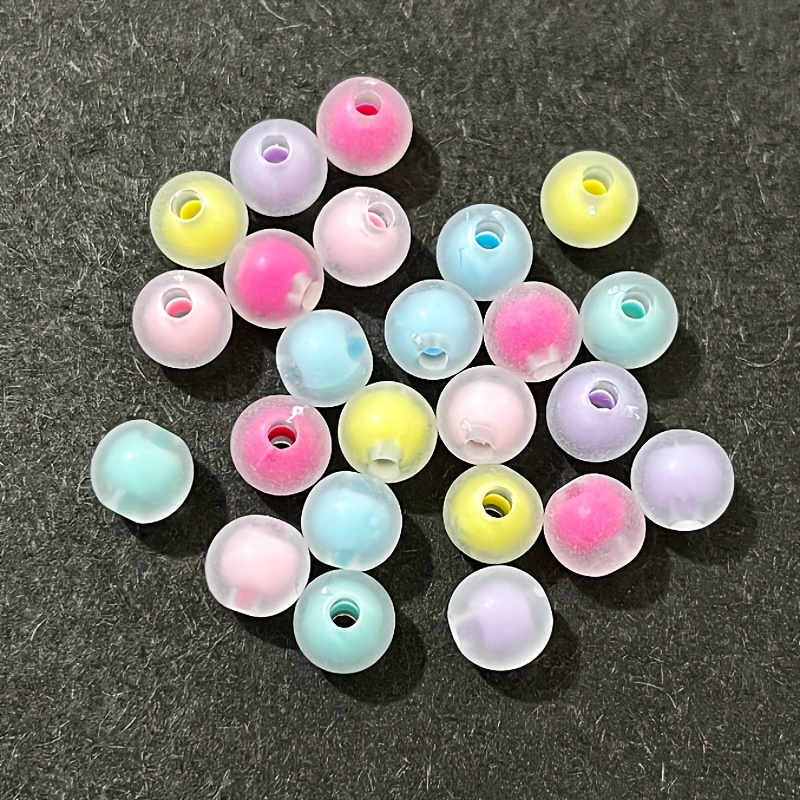 

100pcs Multicolor Acrylic Beads, Transparent Frosted Double Layered Round Spacer Beads, Assorted Jewelry Making Diy Crafts Supplies For Bracelet, Necklace, Phone Charm Accessories