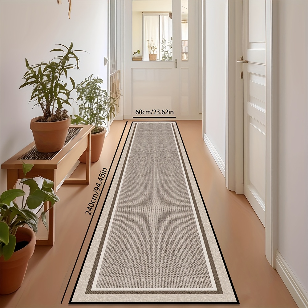 TEMU 1pc Modern Minimalist Machine-washable Long Rectangular Decorative Mat - 100% Polyester Durable Floor Mat For Living Room, Entryway, Bathroom,
