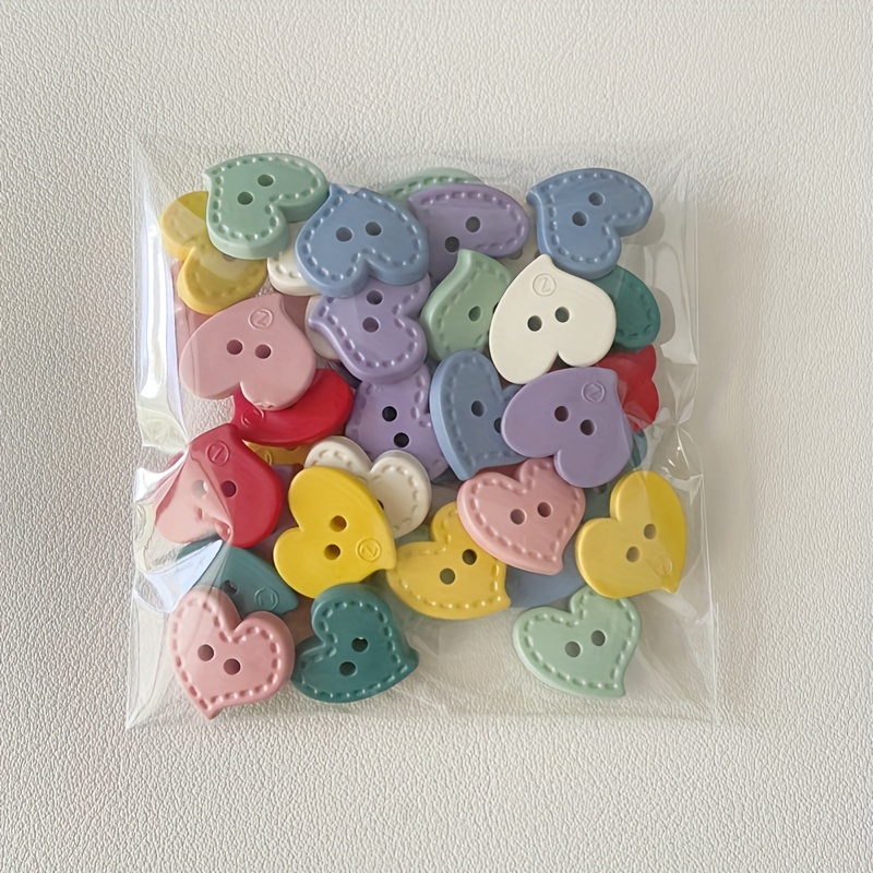 E-shop 16/40 Stück gemischte Farbe Cartoon Harzknöpfe - Herz- und Tränenformen - Nähen, Stricken, Basteln, DIY Kleidung, Dekorative Accessoires - 17mm