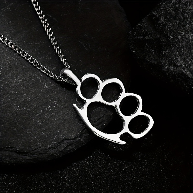 

A Trendy European And American Style Golden-plated Hollow Finger Ring-shaped Men's Personalized Hip-hop Pendant Necklace