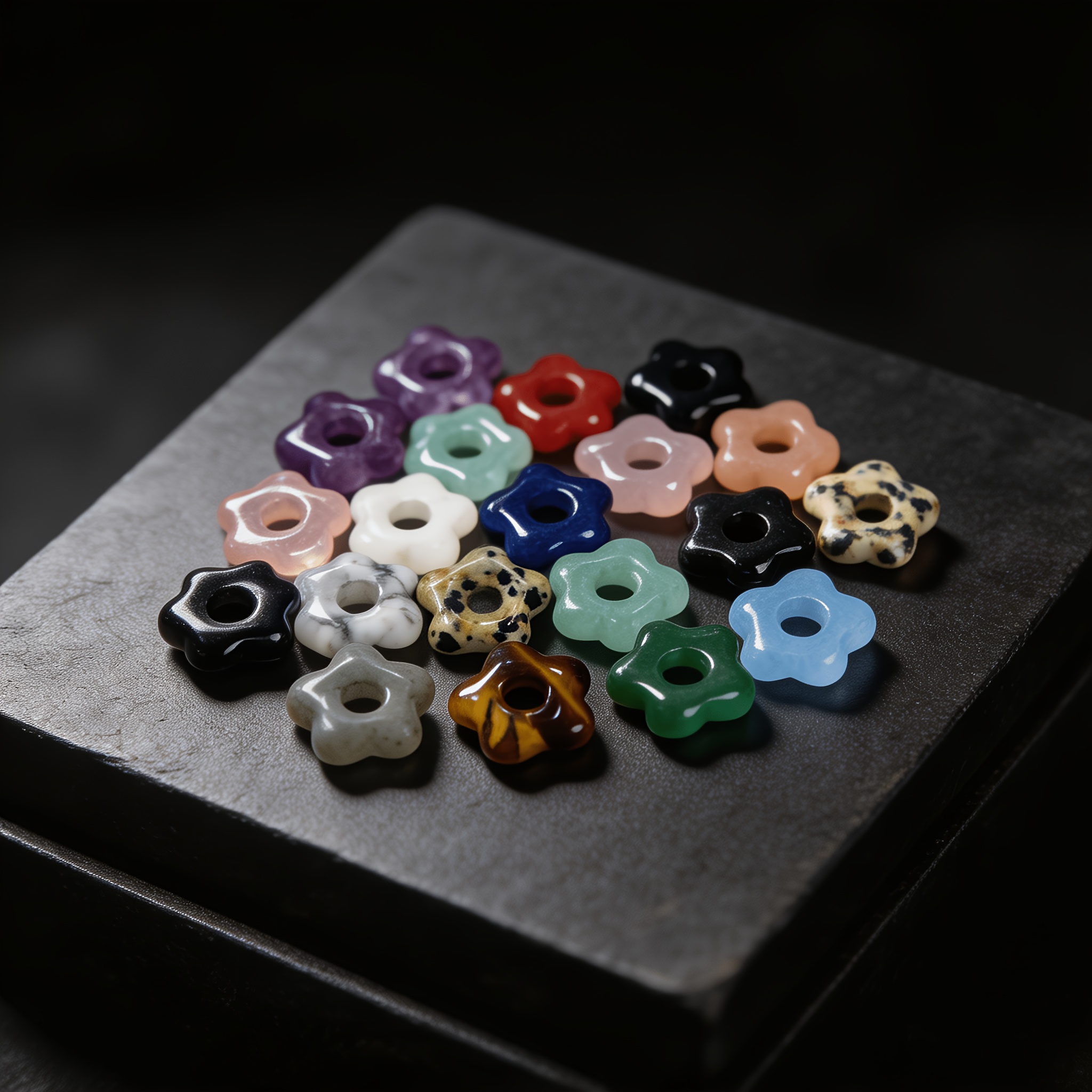 1pc Random Color Mixed Natural Crystal Flower Spacer Bead for Jewelry Making