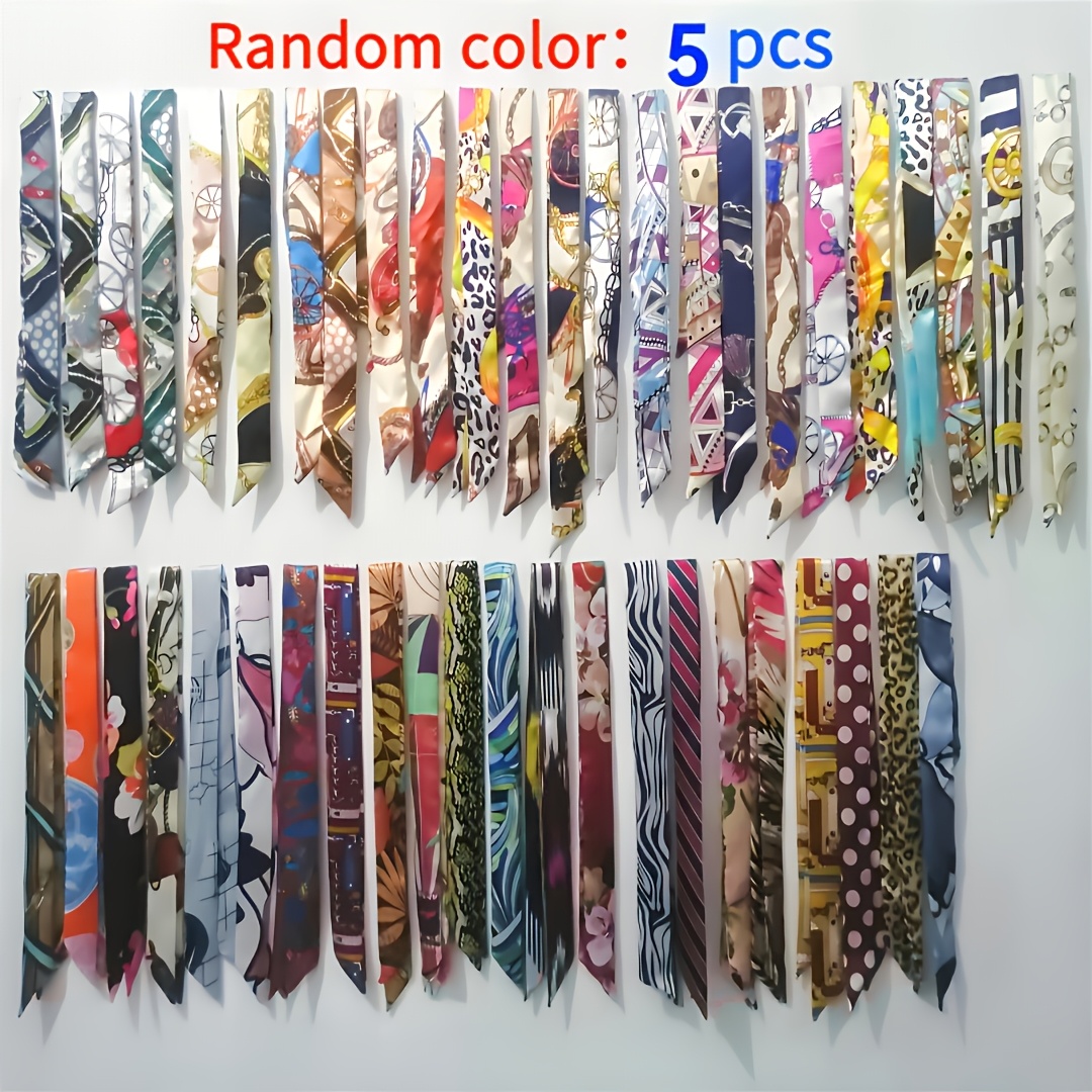 Temu – TEMU 5-pack Scarf Bags For Women Handbag Scarves Band Hair Neck Scarves Christmas/new Year Fashion Gifts (random Color, Random Pattern)
