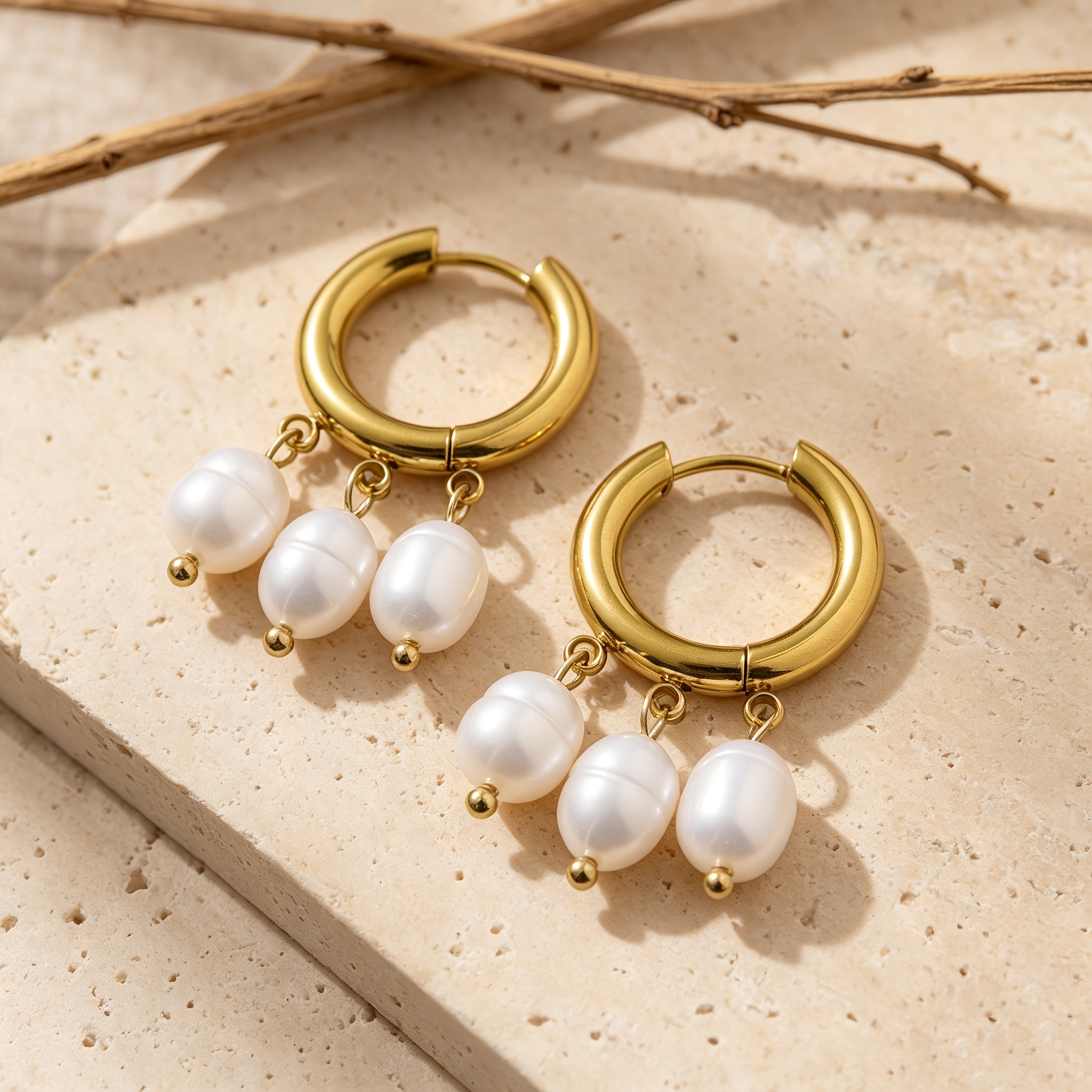 Women's Light Luxury Freshwater Pearl Dangle Earrings, Retro Design