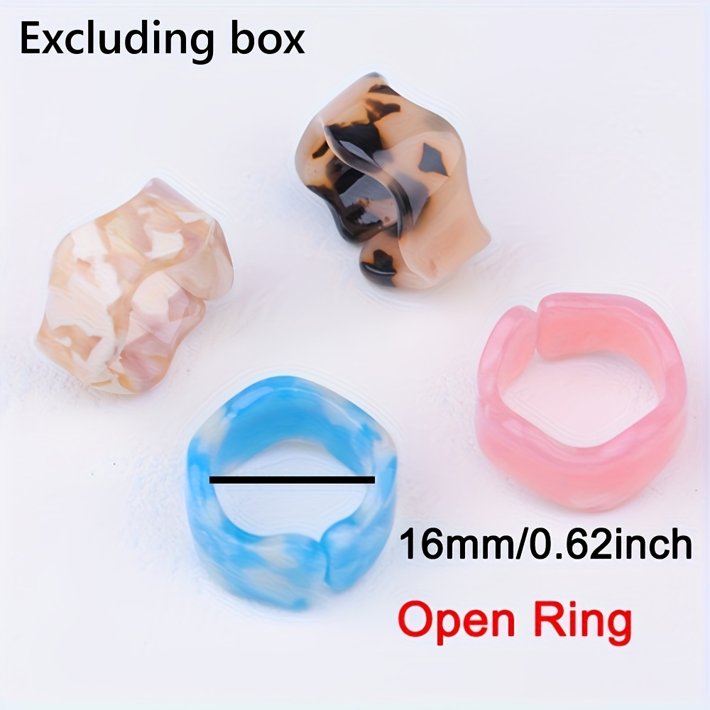 10pcs Ocean Marble Texture Gradient Wave Open Resin Ring Set