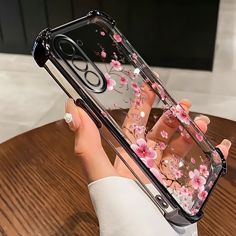 TEMU Phone Case - Featuring Anti-drop Corners And Vibrant Electroplating, With Floral Patterns For The For S21 Fe 5g Case