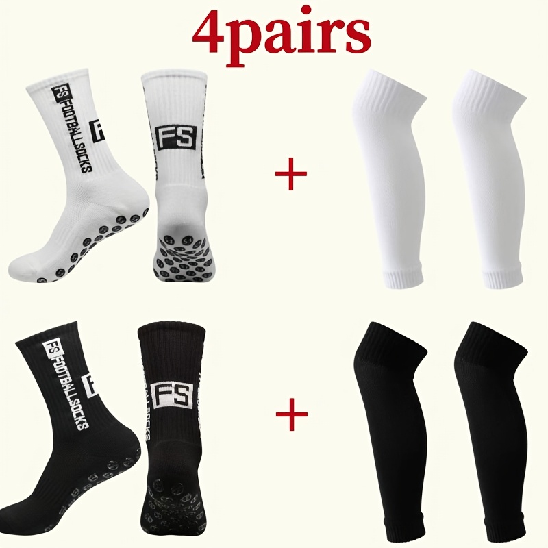 TEMU 4 Pairs Of Thickened Sports Socks With Silicone Particles For Anti-slip, Calf Sleeves That Prevent Friction, Breathable And Moisture-wicking,