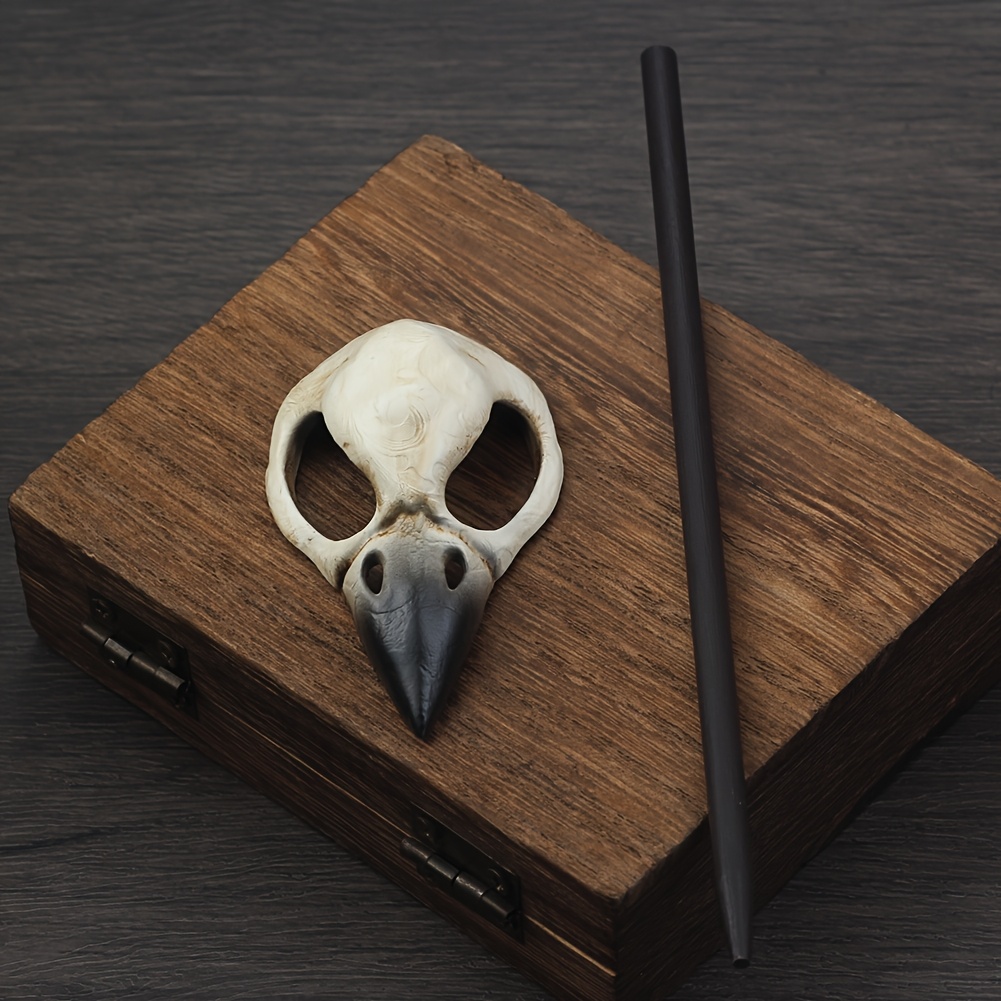 Vintage Resin 3D Simulated Raven Skull Hairpin, Gothic Style
