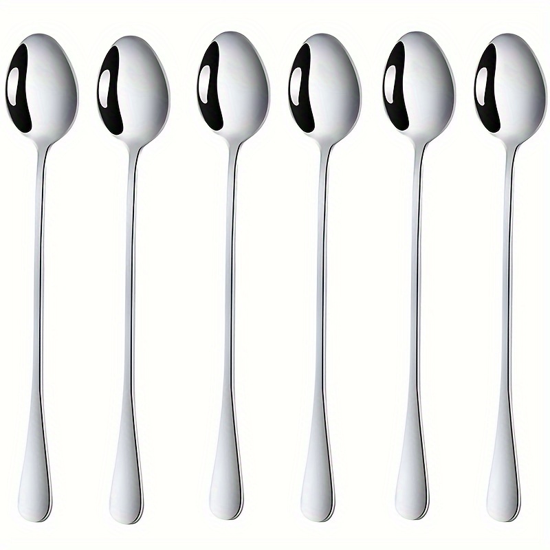 E-shop Langstieliger Eistee-Löffel 6er Set (7,5 Zoll, ca. 19,2 cm) Cocktail-Mischlöffel, Kaffee-Löffel aus Edelstahl, Eisportionierer