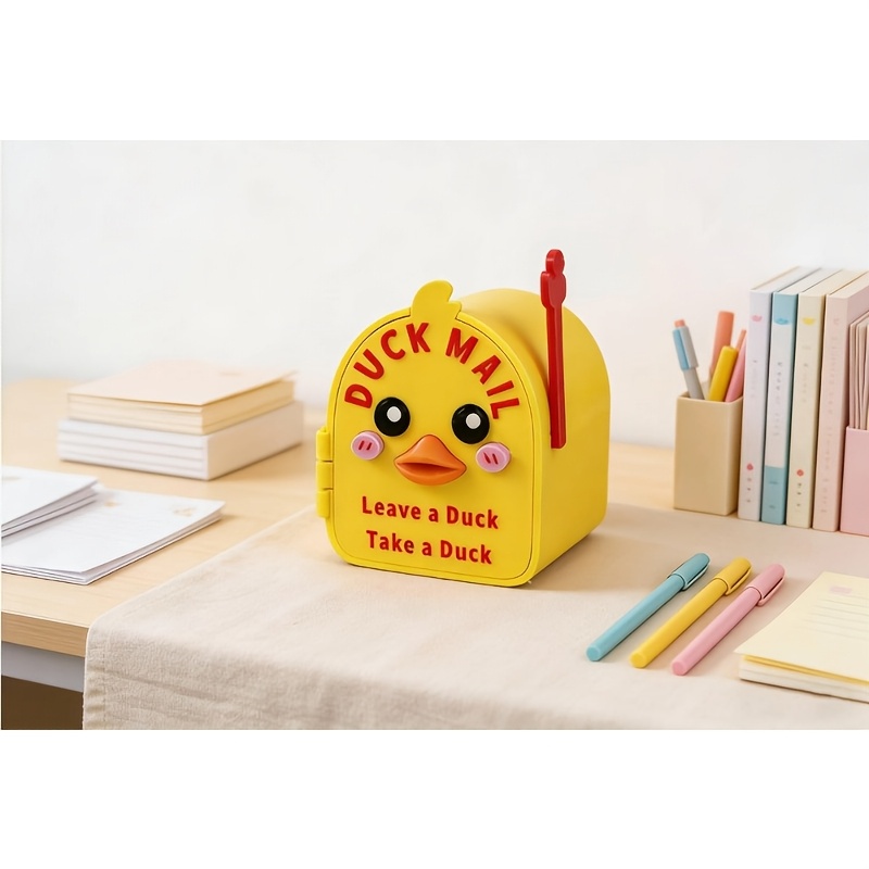 TEMU 2d Flat 3d Printed Duck Mini Mailbox For Halloween/christmas Decoration - Horizontal Wall-mounted Plastic Mailbox With Front Door, Duck-themed