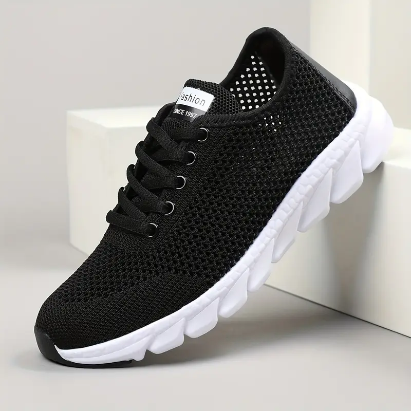 Women's Breathable Mesh Sneakers, All-Season Low Top Lace-Up Shoes with Plain Toe, EVA Upper & Sole, Fabric Inner & Insole - Comfortable Athletic Footwear, High Top Sneakers