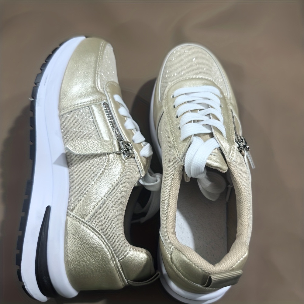 TEMU Women's Platform Lace-up Casual Sneakers For Spring And Autumn, Women Shoes
