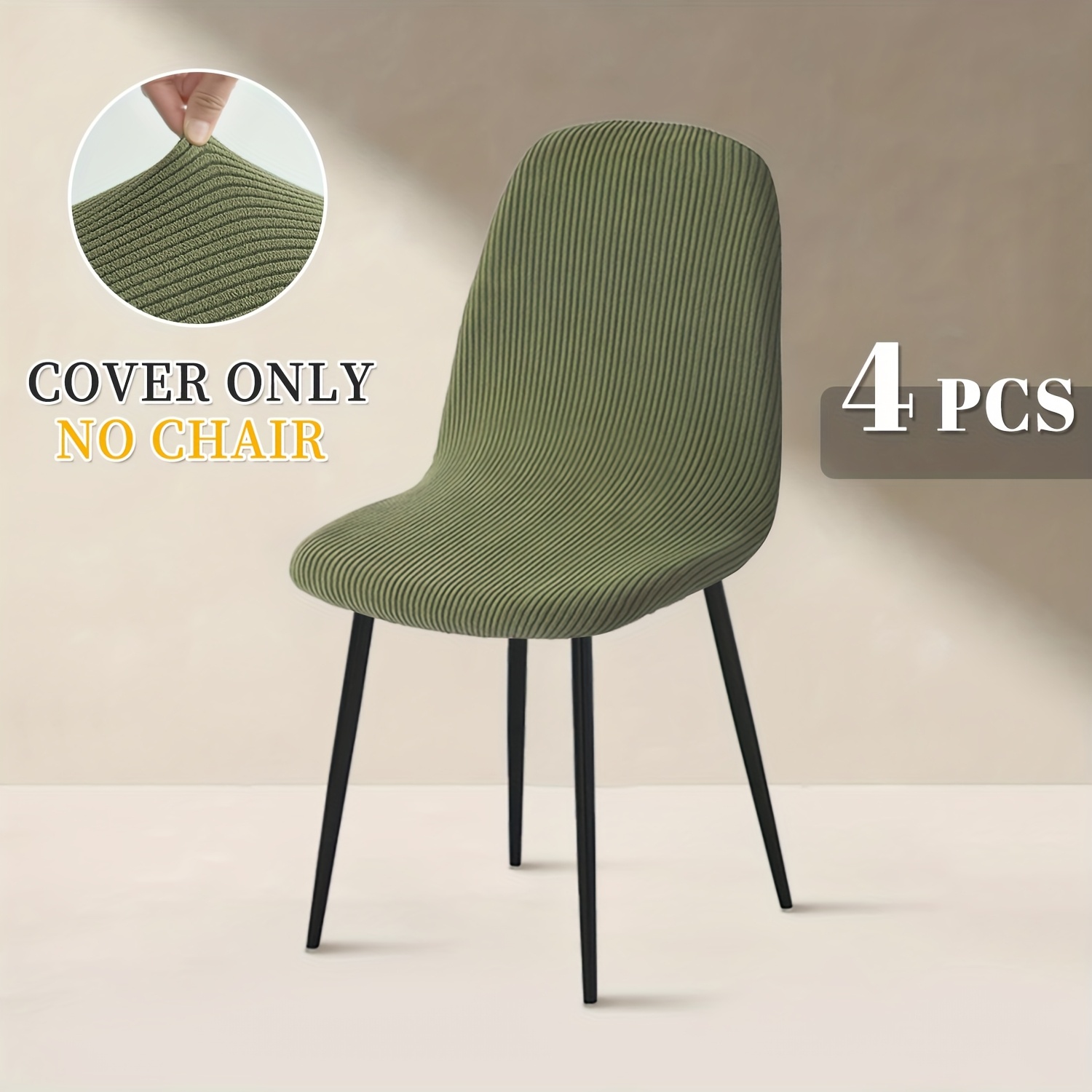 TEMU 4/6 piezas Elástica a Rayas para Silla Protector de Silla, Tela Elástica Gruesa Lavable, Decoración para el Hogar y la Cocina, Cojín de Sofá,