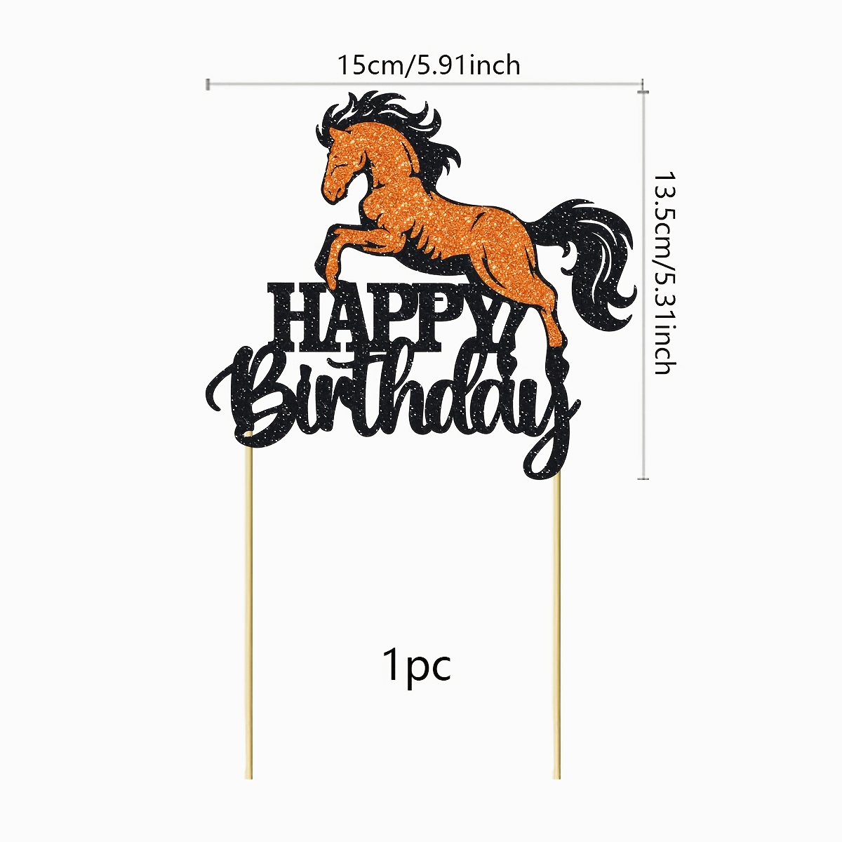 1 Glittery Horse Birthday Cake Topper For A Horse Racing Themed Party Decoration, Halloween, Christmas