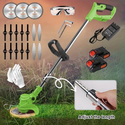 cordless lawn trimmer lawn mower grass edger with 0ah li powered 3 cutting blade types tool for lawn
