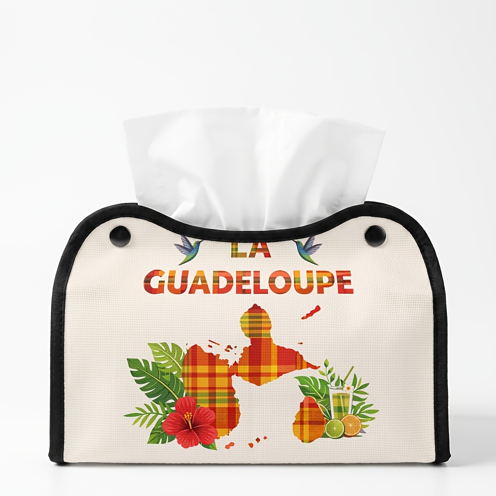 TEMU 1 Boîte à mouchoirs Vintage - Illustration de voyage en Guadeloupe, Tissu durable pour cuisine, salon, chambre, voiture pour décorations de