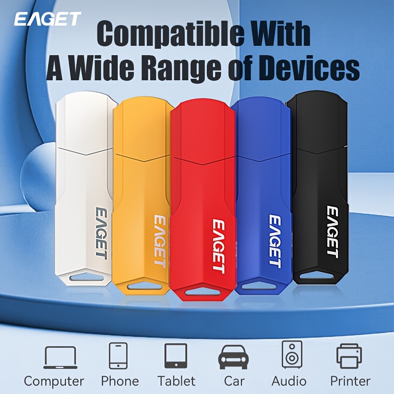 

EAGET 5pcs Clés USB Multicolores - Stockage en Tailles de 64GB/32GB/16GB/8GB/4GB - Idéal pour , le Transfert de Données & le Partage - Orange Vibrant, Violet, Bleu, Vert, Noir - Clé USB 2.0