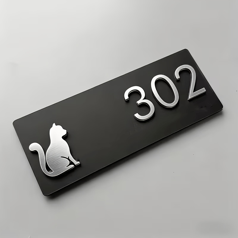 TEMU Custom Personalized House Number, Kitten Silhouette Theme Room Decor | 3d Font, No Electricity Needed