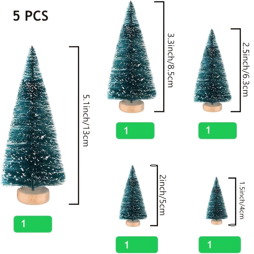 TEMU Mini Alberi di Natale Artificiali Albero di Natale Spazzola a Bottiglia con Base per Decorazioni Natalizie Feste Mini Alberi di Sisal con e