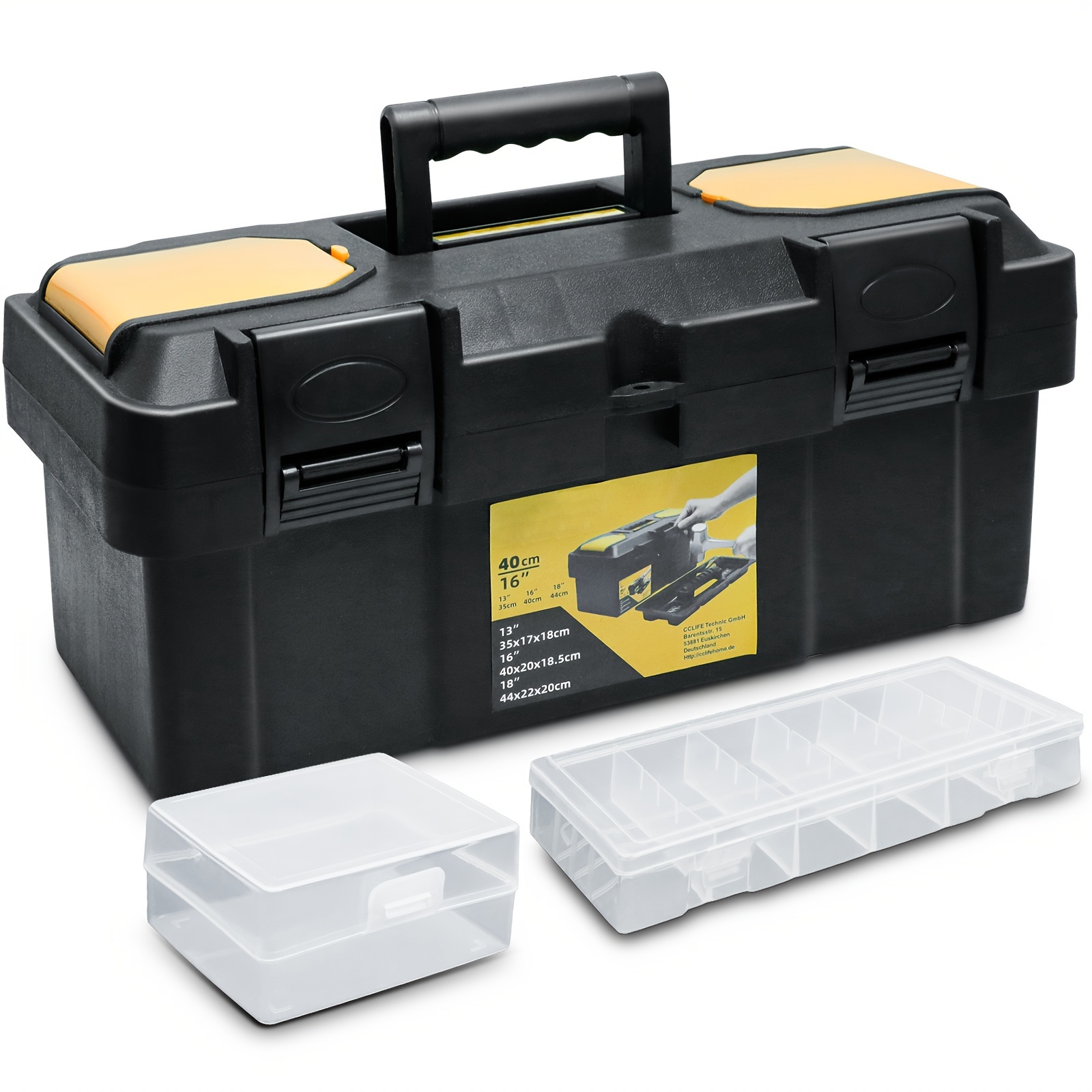 

Tool Box 16" Tool Box 40 X 20 X 18.5 Cm Case With Quick Release And Organizer, Sturdy Plastic Organizer For Various Tools