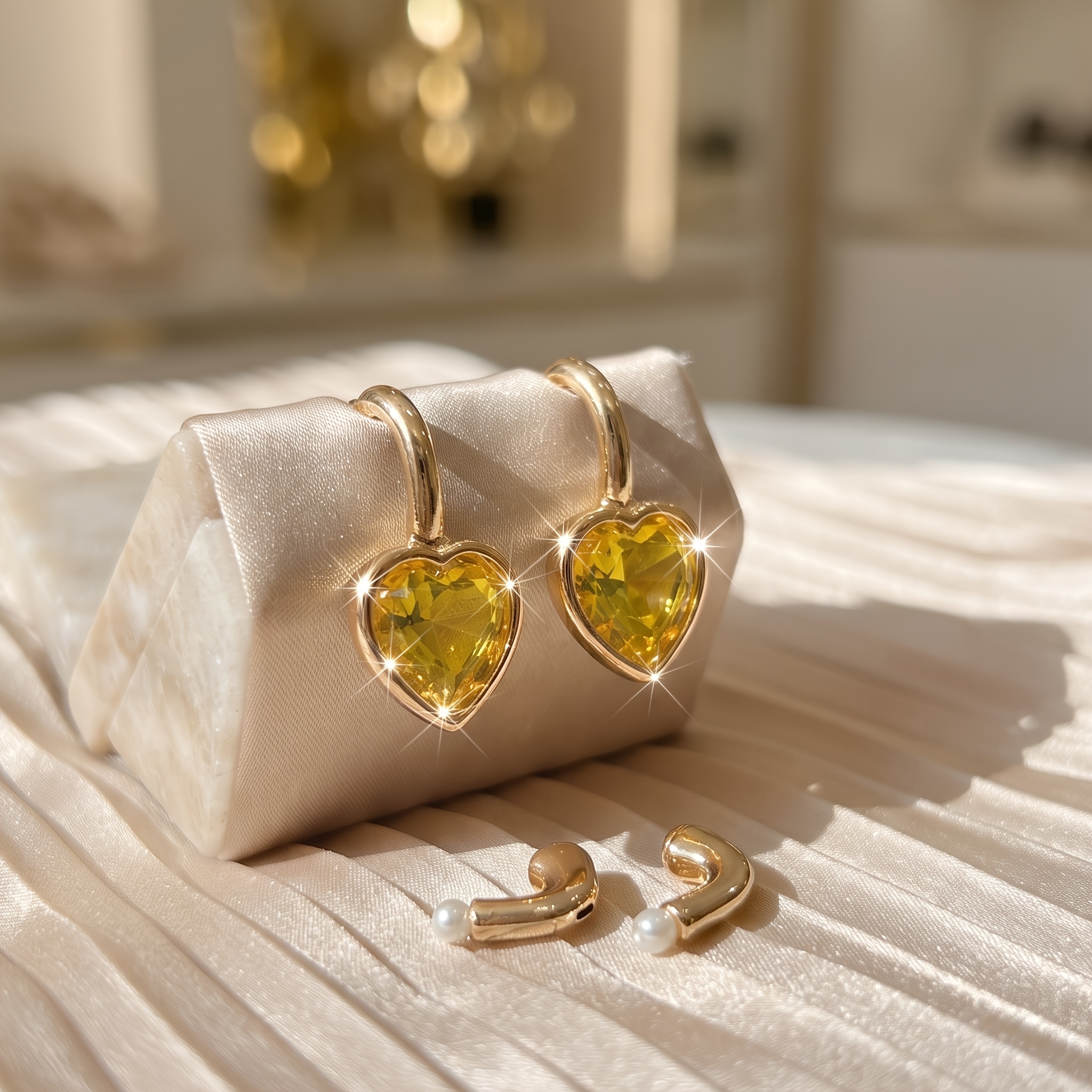 French Retro Detachable Ear Studs with Heart Pendant