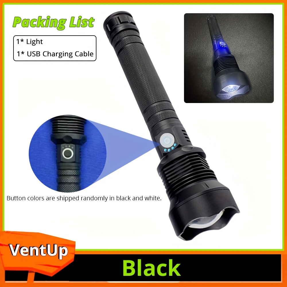 E-shop Große Multifunktions-Taschenlampe, Ausziehbare Zoom-Taschenlampe, USB Wiederaufladbare Tragbare Handlampe, Taschenlampen mit Batterieanzeige,