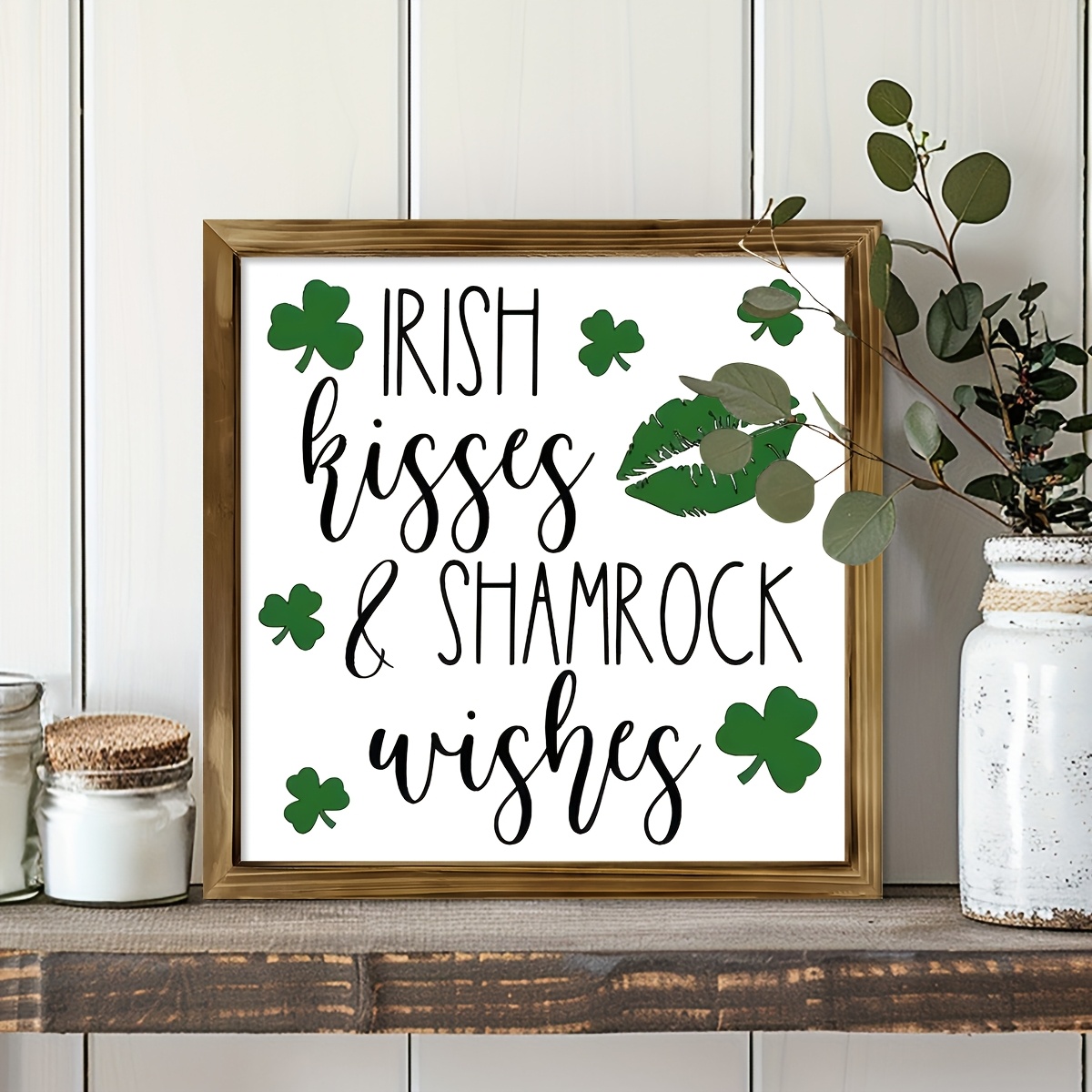 

Room Decor 1pc - 7.87x7.87in - Wooden Painting | And Art Decor For St Patricks Day, Decor - 'irish Kiggeg And Shamrock Wigheg', Suitable For Door Home, Indoor Table Decor