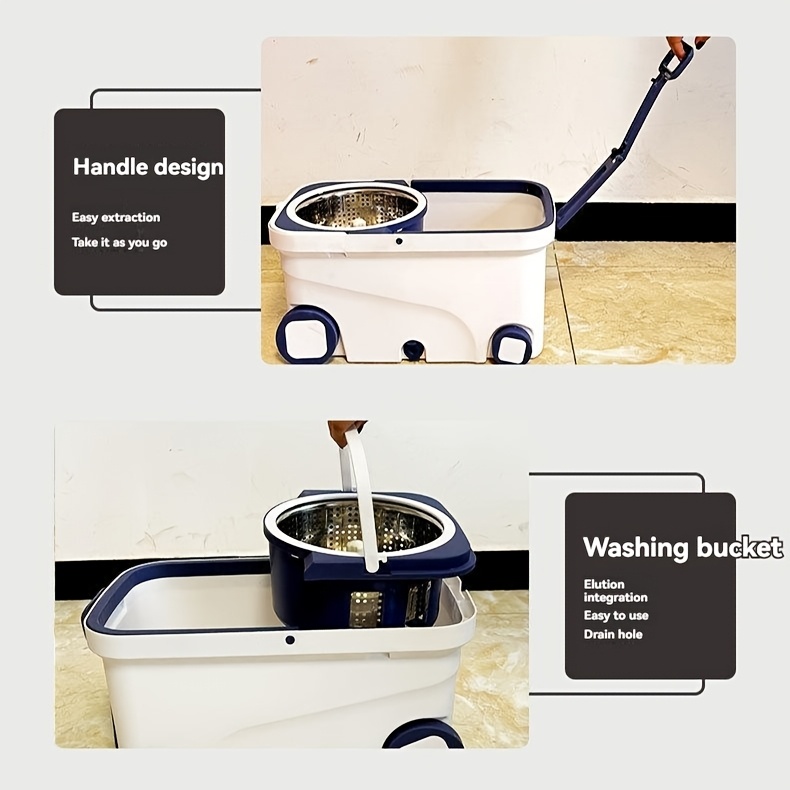 1pc rotating mop and bucket set   with 4 wheels liquid dispenser wringer set 360 degree rotating mop bucket floor cleaning and mopping system household rotating mop lazy mop dust mop suitable for   wet and dry cleaning cleaning supplies details 4