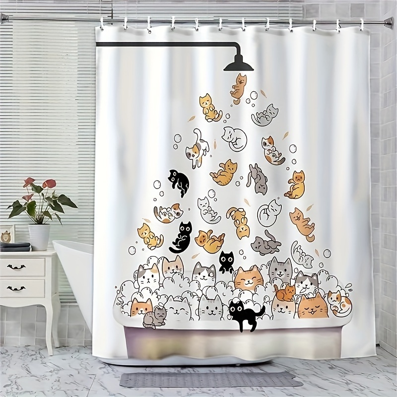 Shower Curtain Cat Siren Sailboat Fun Bathroom Decor - Temu Canada