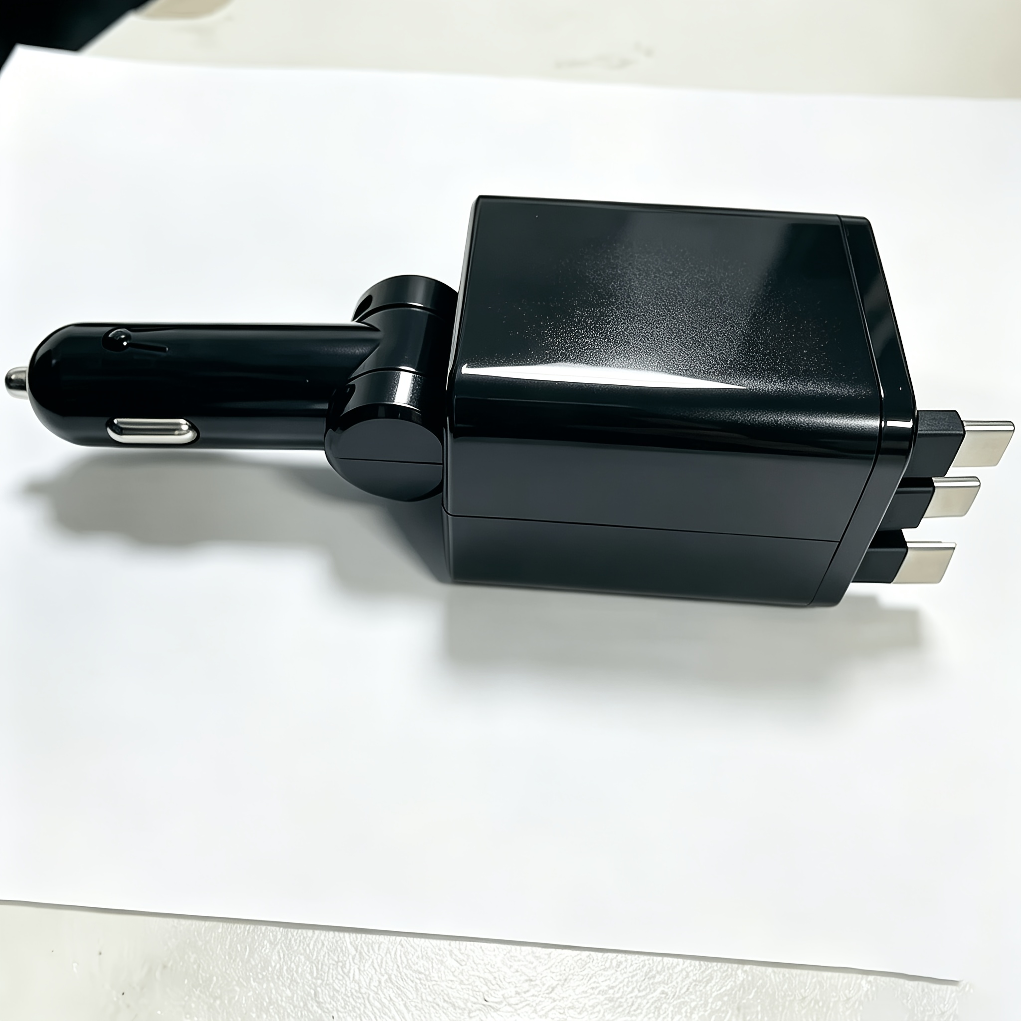 TEMU 120w Fast Retractable Car Charger With 2 Usb Type-c Cables - Universal Plug, Nobattery Needed, 13.8v Output, Car Charging Solution|compact
