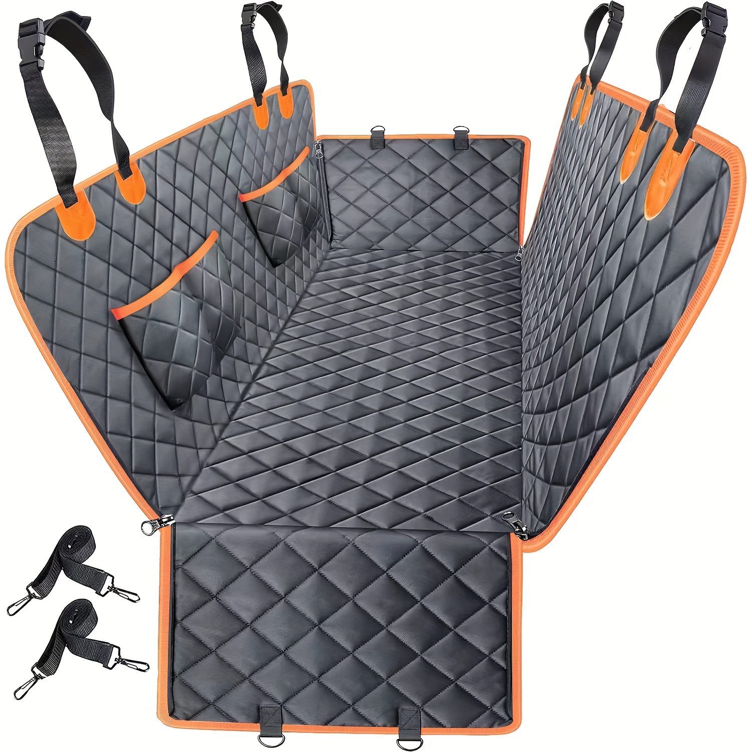 TEMU Dog Car Seat Cover - Pet Hammock, With 4 Pockets On The Side Wings, Scratch And Slip Protection For The Rear Seat, Suitable For Cars, Trucks And