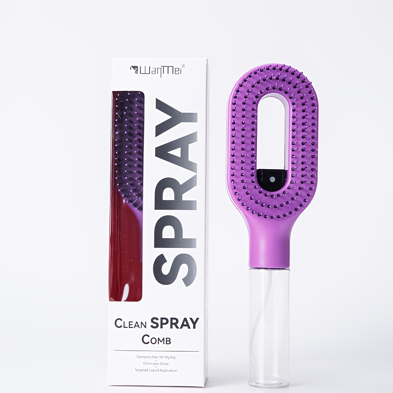 TEMU 2-in-1 Pink Spray Hair Comb With Water Tank, Salon Styling Brush For Hydrating & Detangling, Fine Mist Spray Design For Easy Hair Care, Scalp