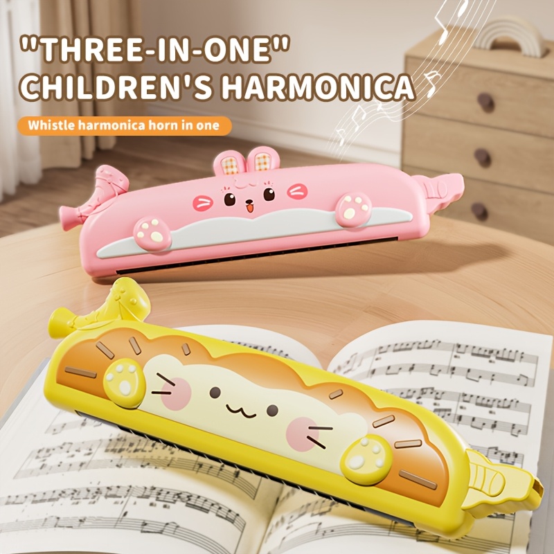 2pcs Cartoon 16 Hole Harmonica Toy Instrument for Boys and Girls