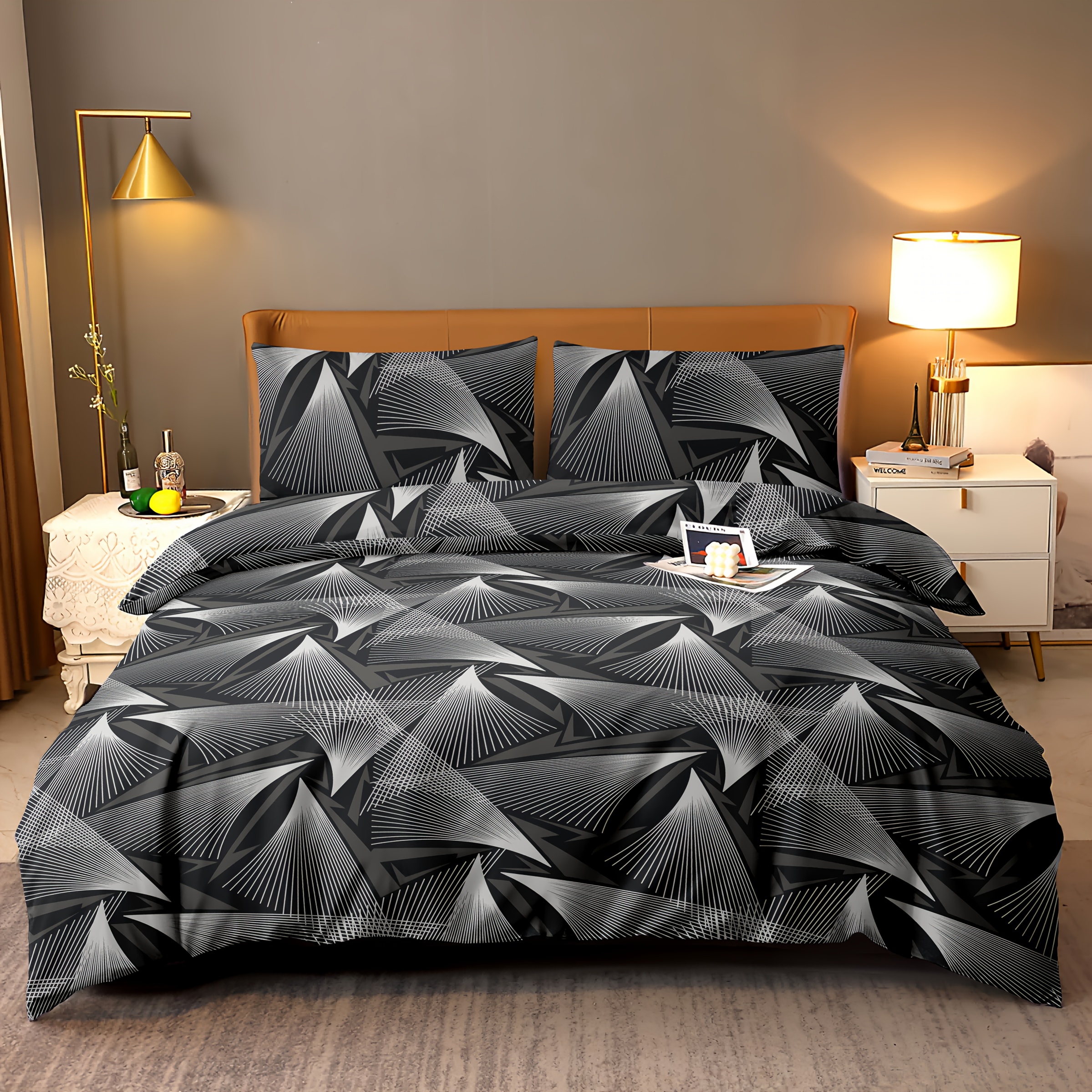 Image of 3pcs Printed Polyester Comfortable And Breathable Duvet Cover Set, Including 1 Duvet Cover And 2 Pillowcases (without Duvet Insert Or Pillow Inserts) For Bedroom, , Or Hotel Bedding