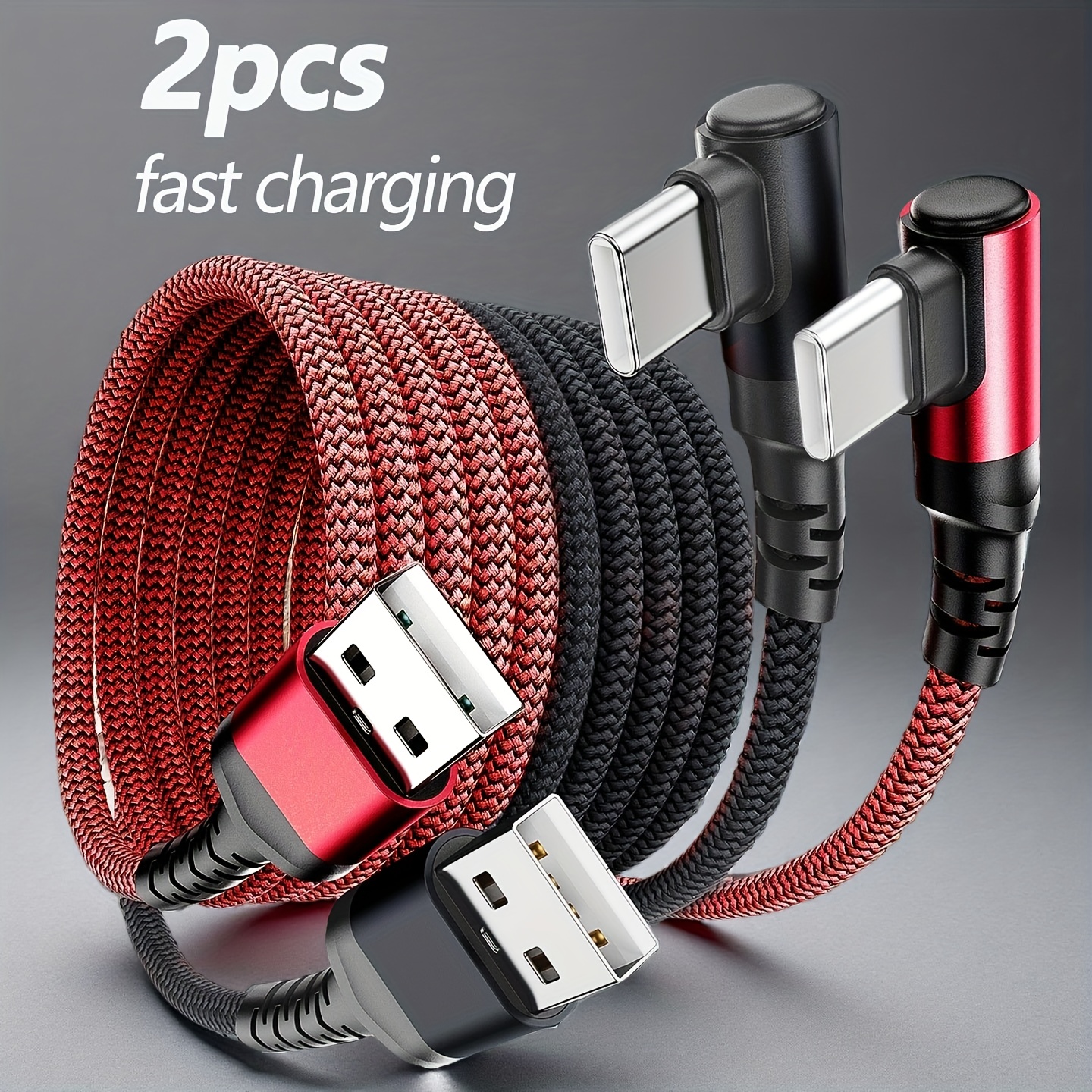 Two-Pack 60W Right-Angle USB-C Cables