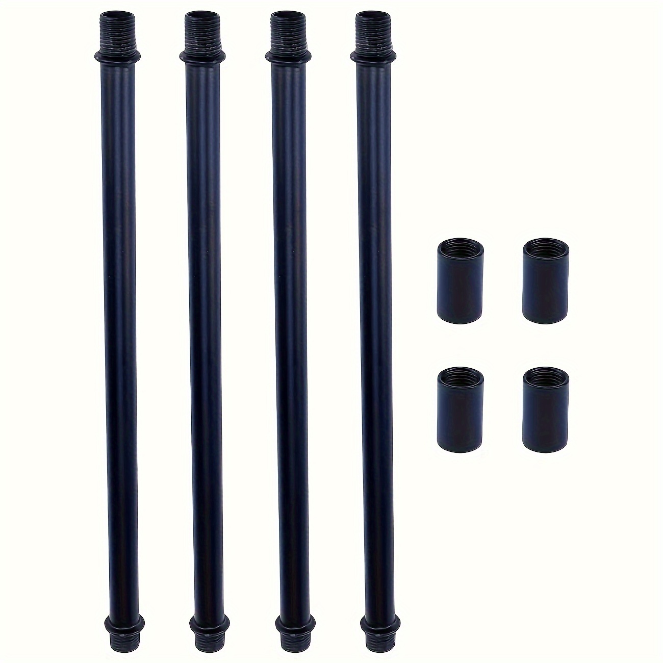4 Sets 7.87in Straight Pipe Lamp With Connector M10 Black Lamp Rod Hardware Light Fixture Parts Replacement