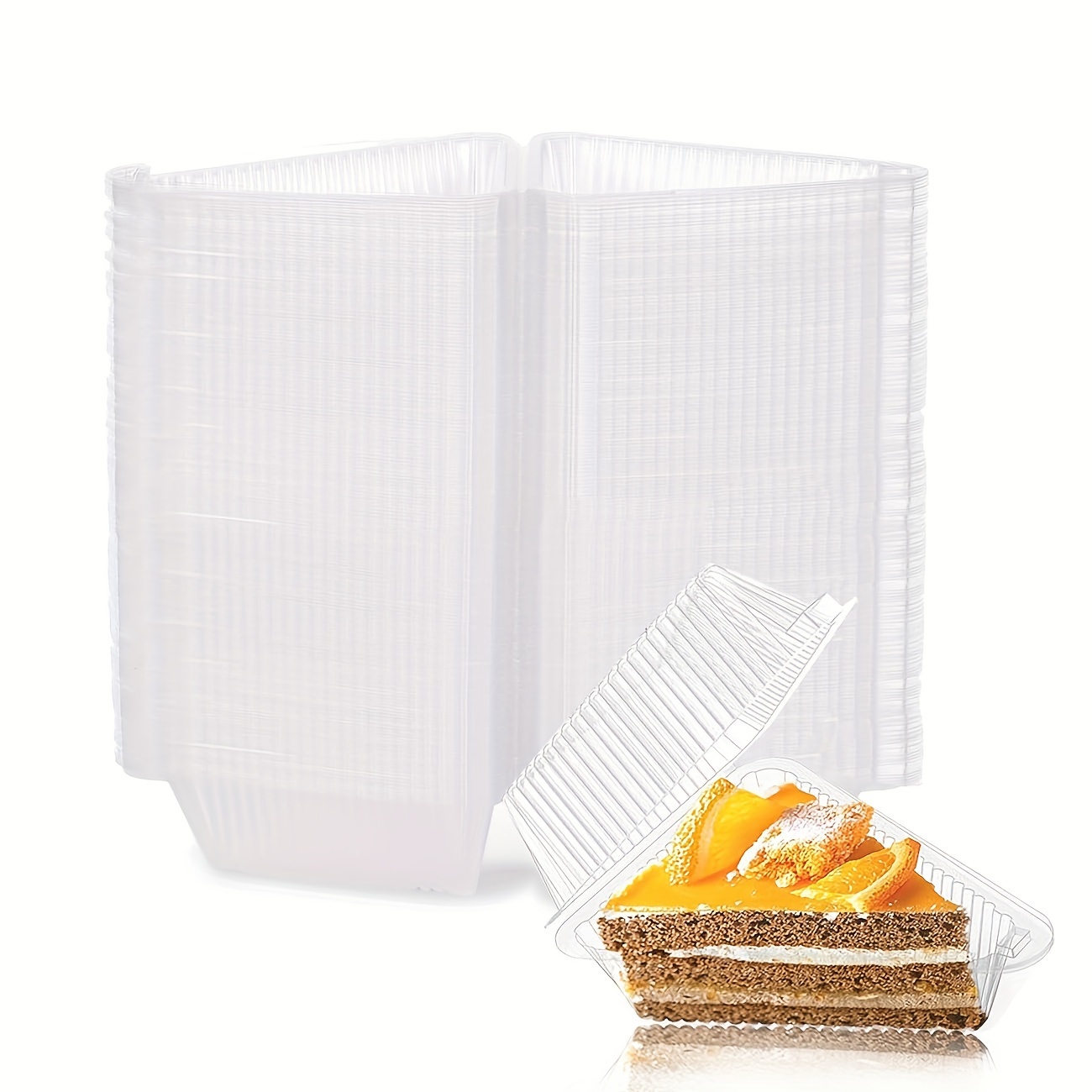 

150 Pcs Clear Disposable Triangular Boxes Cake Boxes With Lids For To- In Bakeries And Cafes Suitable For Cheesecake Pudding Cupcakes Dessert Pie Slices Epcsc