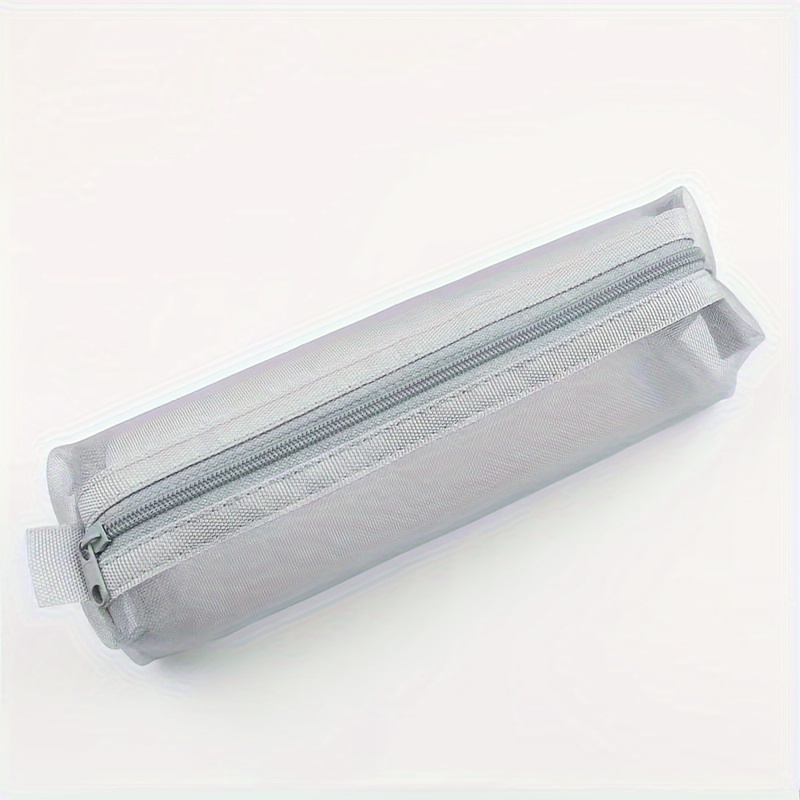 Image of Chic Nylon Mesh Pencil Case - Transparent, Large Capacity, Organizer For Stationery & Makeup - Ideal For Students & Professionals
