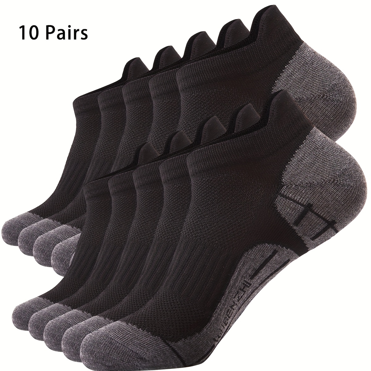 Image of 10 Pairs Of Everyday Casual Sports Socks For Men And Women, Featuring Breathable Mesh For Running And A Design To Prevent Heel Friction. Unisex, And Machine Washable