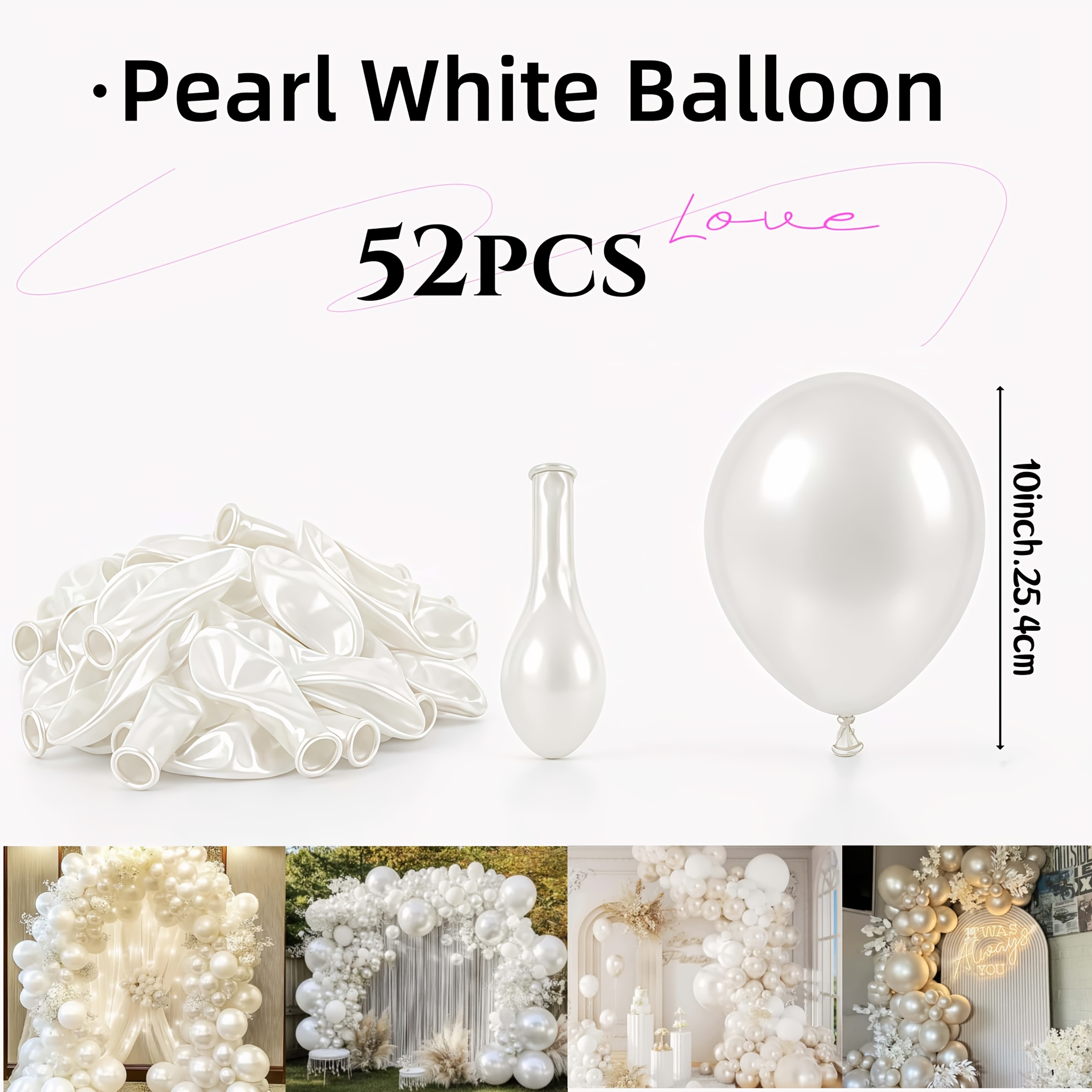 TEMU 52-pack Party Latex Balloons, 10-inch - Shimmering Pearlescent Finish, Suitable For Weddings, Engagements, Birthdays, Anniversaries,