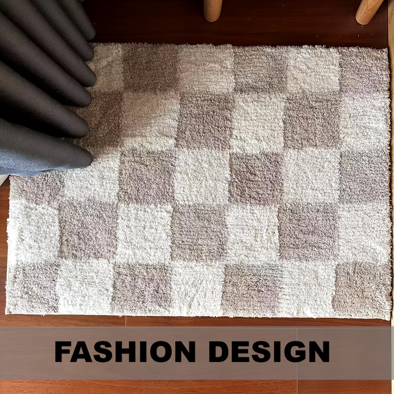   checkered non slip bath mat soft microfiber absorbent machine washable luxurious trimmed door mat for bathroom shower area and home decor     sizes bathroom mat checkered pattern machine washable mat bathroom mat Product details 3